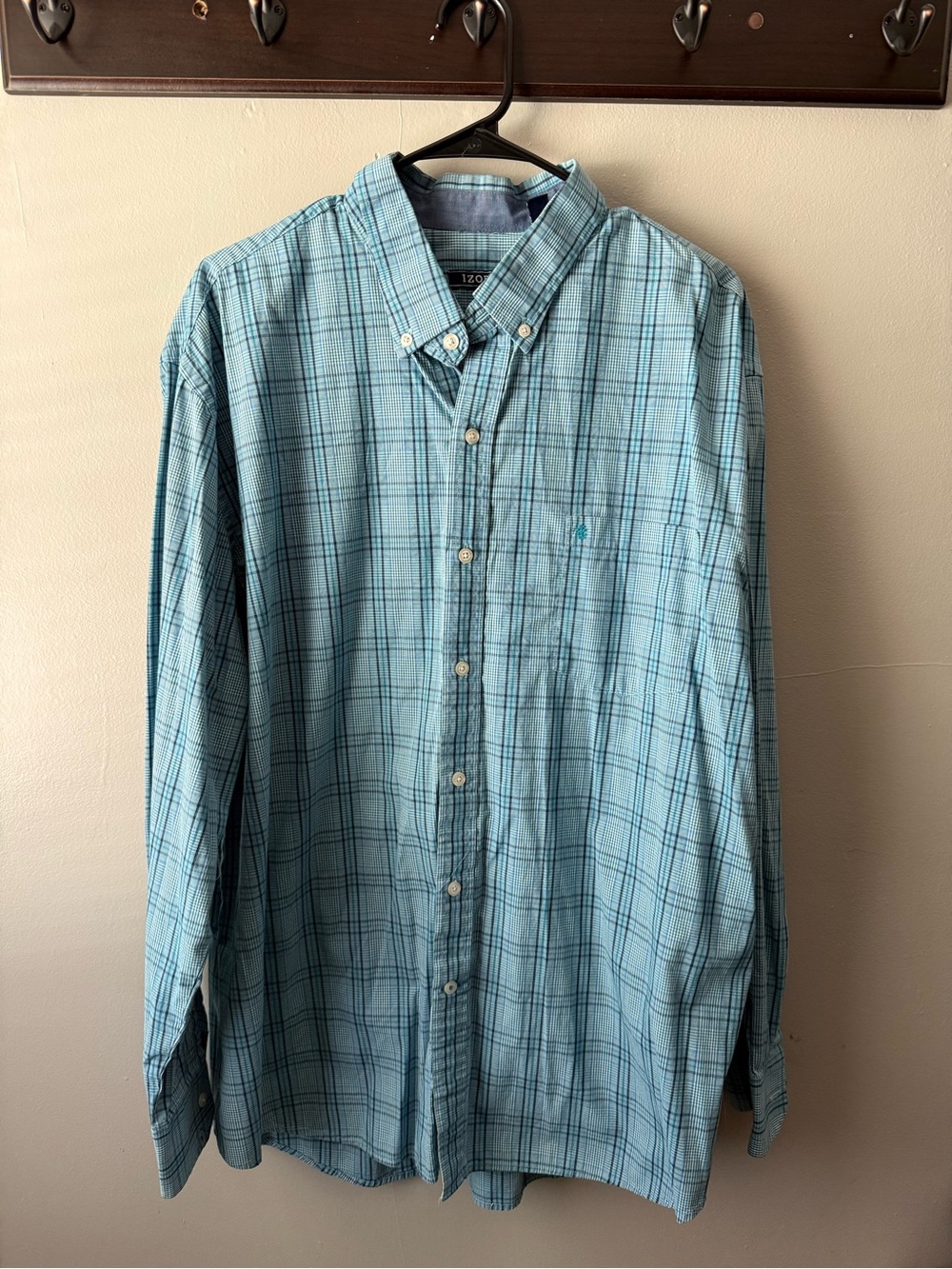 Izod Light Blue Plaid Button-Down Shirt